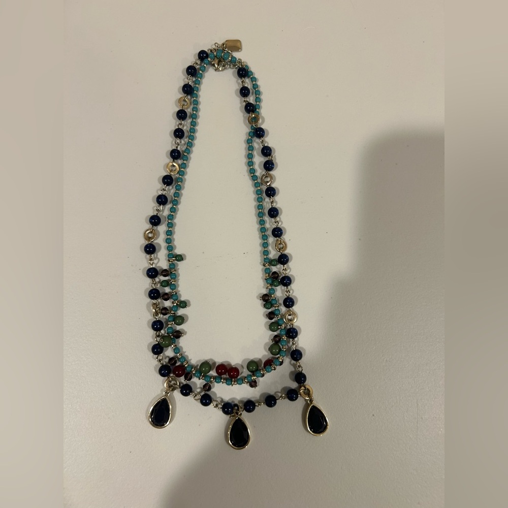 Chaps Multicolor Beaded Necklace with Gold Accents